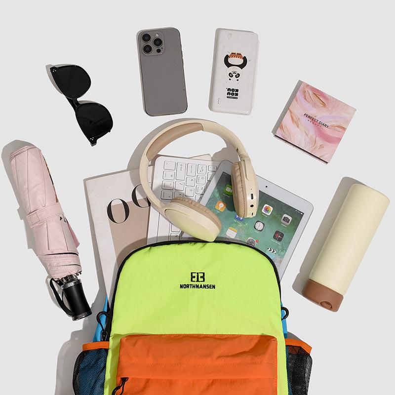 Schoolbag Contrasting Color Large Capacity Girls Campus Casual Versatile Backpack Junior High School Student High School Student School Bag Women's