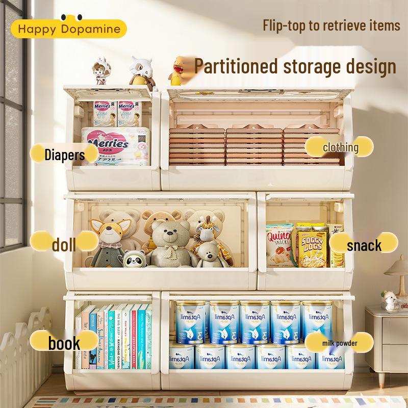 Living Room Large Capacity Plastic Storage Cabinet for Clothes, Snacks, and Toys