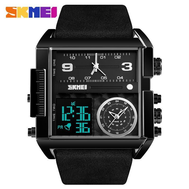 SKMEI F920 New Style China Male Digital Watch Perfect PU Leather Strap 3 Time Zone Waterproof Giant Sports Watch Kit