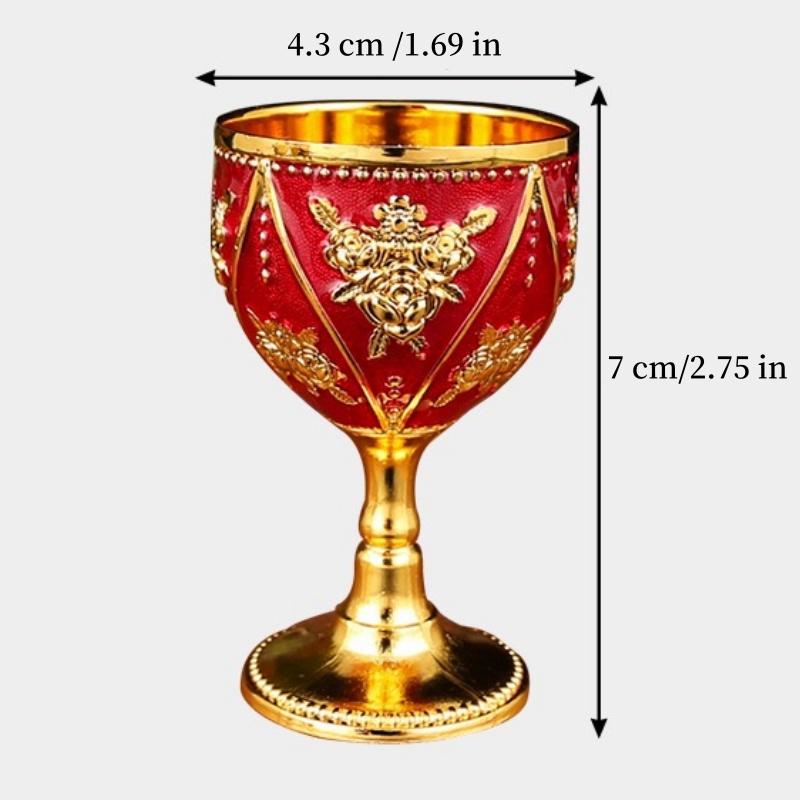 European Vintage Wine Glasses, Carved Mini Spirit Vodka Cup, Red Alloy Portable Spirits Goblet, sWedding Decoration, 30ml,1pcs