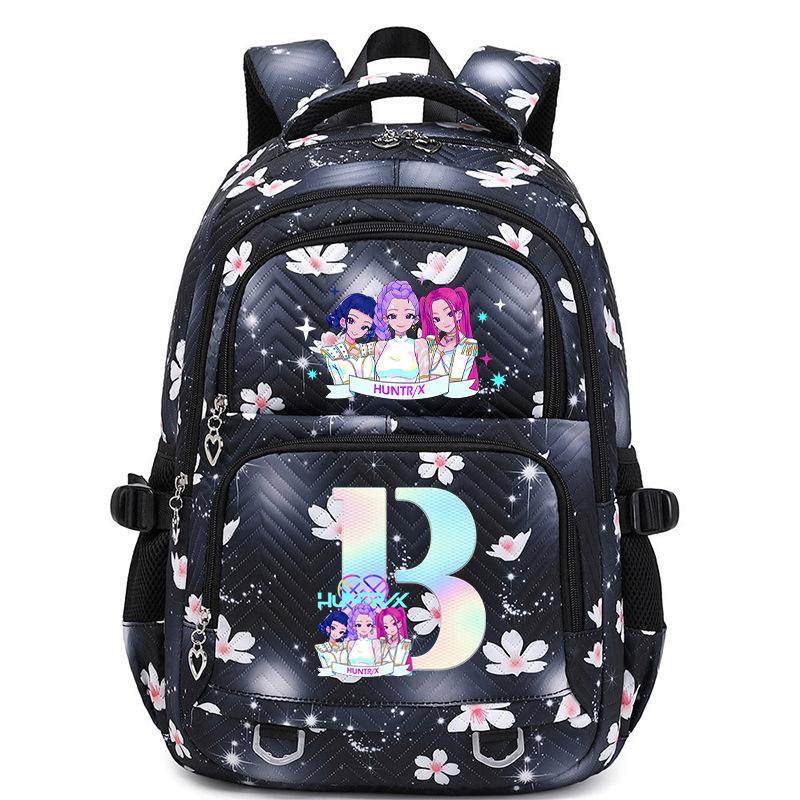 Animation Cartoon Letter Printing Large Capacity Shoulder Bag Lightweight Primary And Secondary School Students Leisure Schoolbag