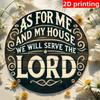2D Flat Round Metal Wall Sign, As For Me And My House We Will Serve The Lord, Christian Religious Decor, Bible Verse Tin Sign, Farmhouse Rustic Plaque