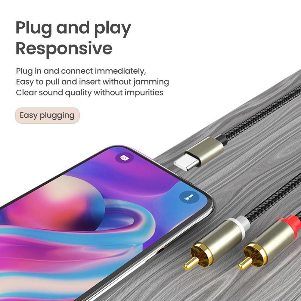 Mobile Phone Speaker Amplifier Type C To 2 RCA Aux Cord Audio Cable Converter