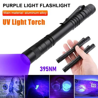 LED UV Light 365nm Mini Ultraviolet Light Portable Pet Urine Stains Detector Waterproof LED Handheld Flashlight With Pen Clip
