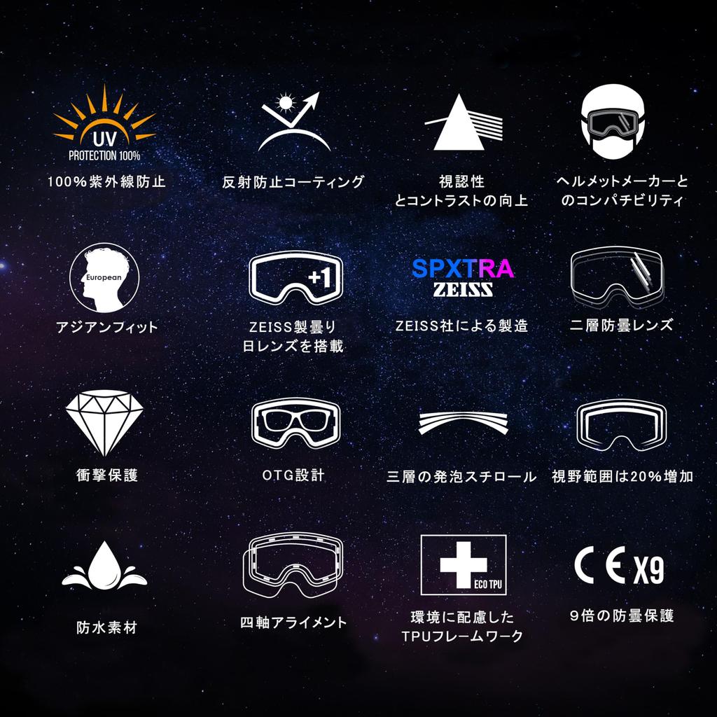 Powster and Skate Goggles for Intermediate Featuring SPXTRA Technology UV Fits Over Interchangeable Goggle Magnetic Silver White Ski, Snowboard,