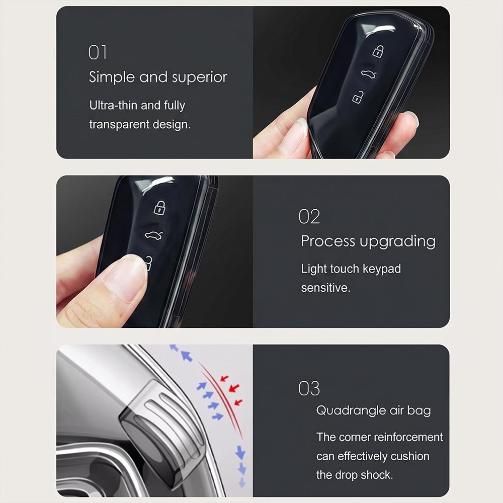 Tpu Car Key Case For Vw Golf 8 Gti Full Cover Transparent Key Shell Thin Smooth Protector For Seat Leon Cupra Formentor Octavia