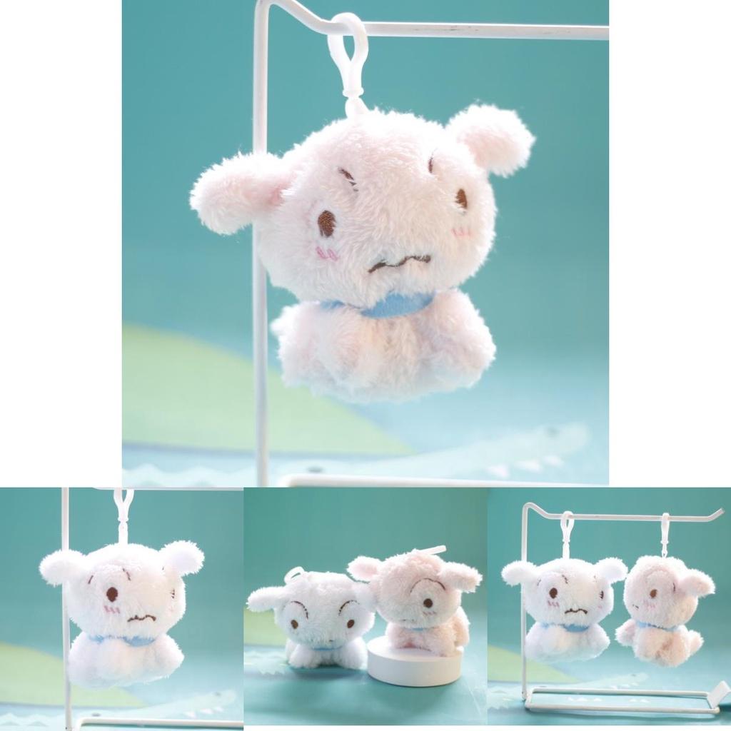 Cute Dog Plush Toy Keychain Bag Charm Pendant White/pink 12cm Height