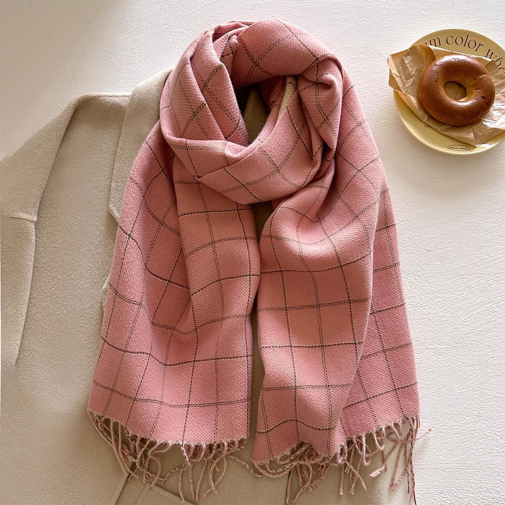 Autumn and Winter New Multi-color Plaid Fringed Scarf Women's Warm Simple Imitation Cashmere Versatile Scarf