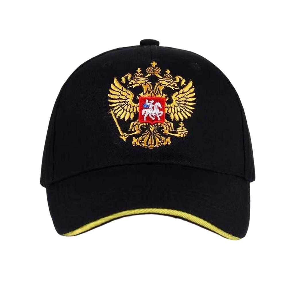 Embroidered Russian Emblem Cotton Baseball Cap Adjustable Comfortable Sunproof Snapback Hat for Sports and Casual Wear