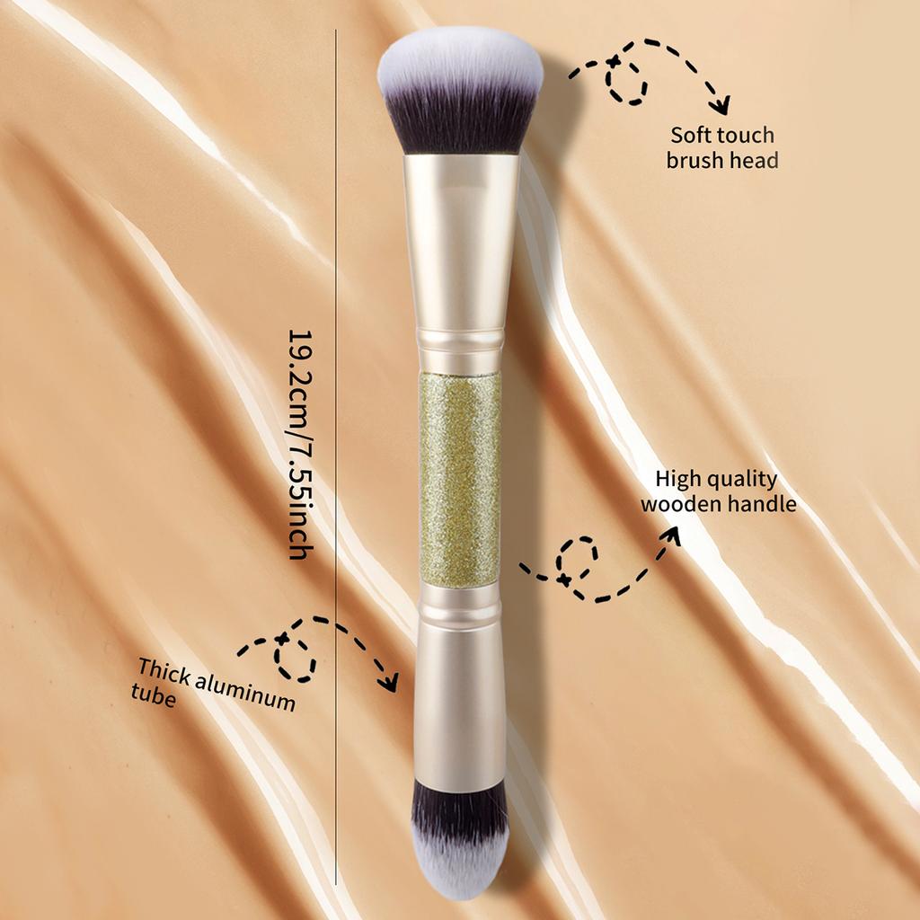 1PCS Double-Ended Foundation And Contour Brush Set Soft Synthetic Bristles for Powder Buffer Blending Duo Face Brushes