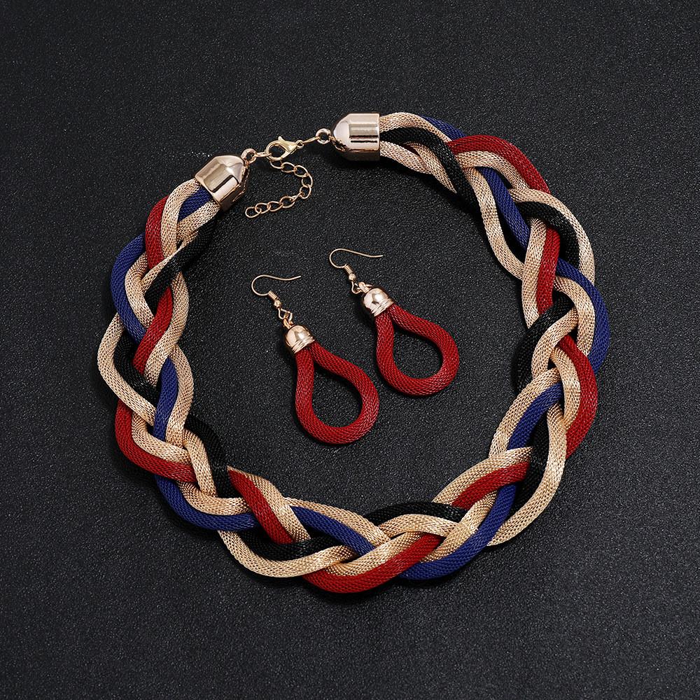 Style Necklace European And Earrings Jewelry Set With Geometric Design For Women