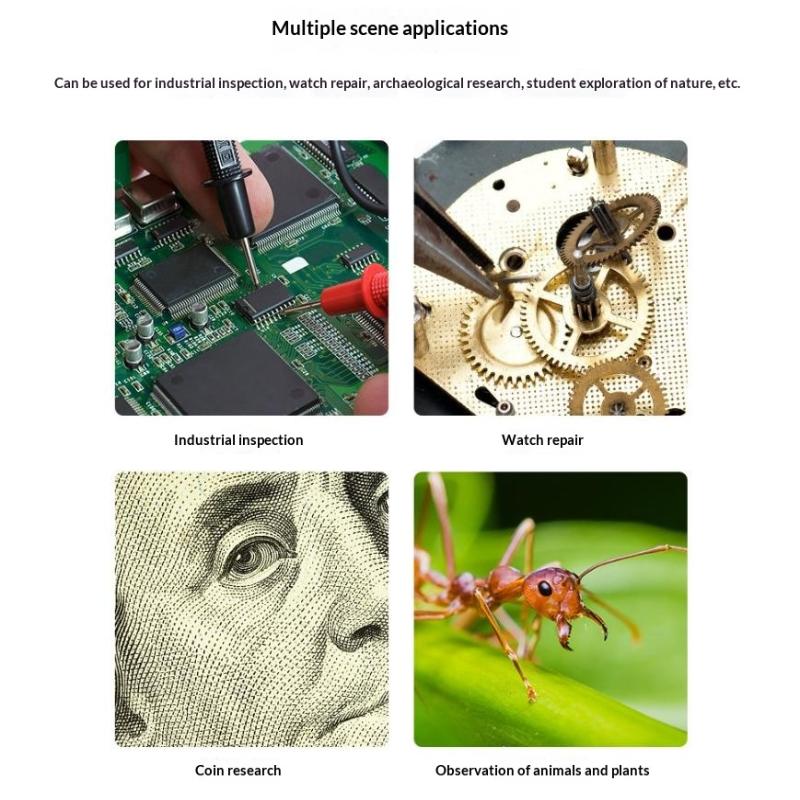 USB Microscope 1600X Magnification 1080P High Definition Soldering Camera with Flexible Stand for Phone PC Lab