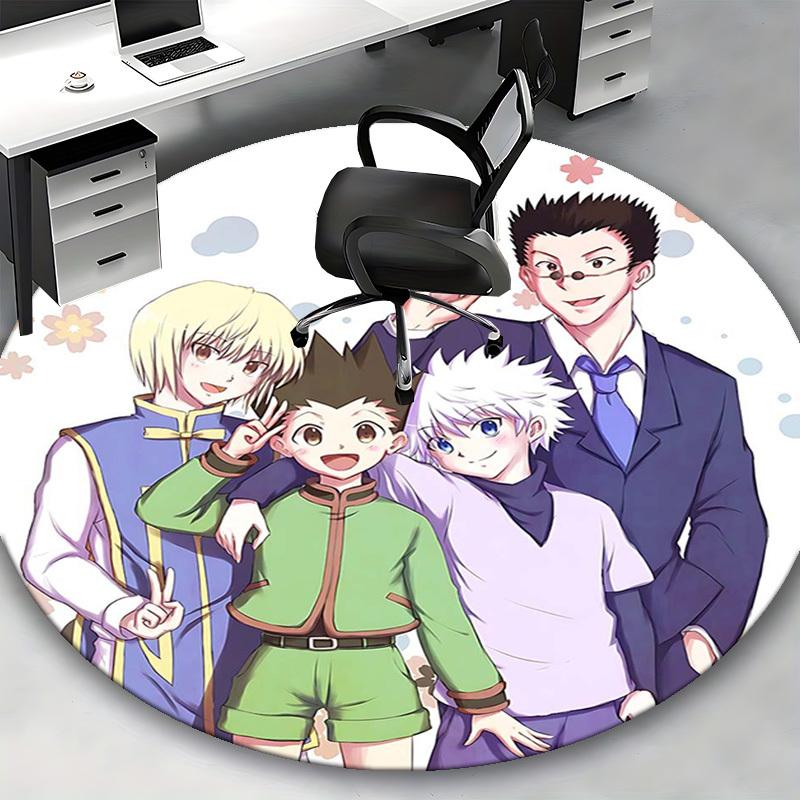 1pc Hunter X Hunter Anime Cartoon Design Round Carpet - Office Chair Mat, Non-Slip Rug for Home Decor, Living Room, Bedroom