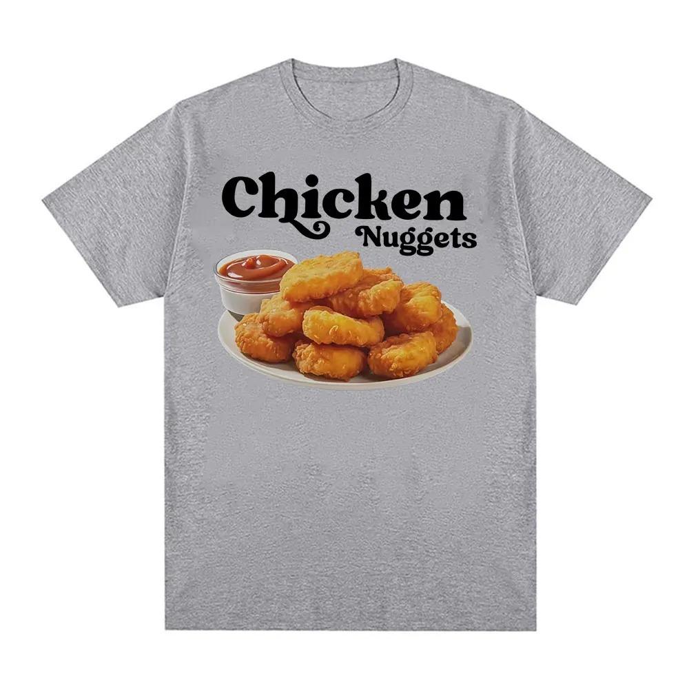 Chicken Chunks Retro Funny Food Pure Cotton Printed Unisexs and Womens Personalized Round Neck Short Sleeved New Loose Tshirt