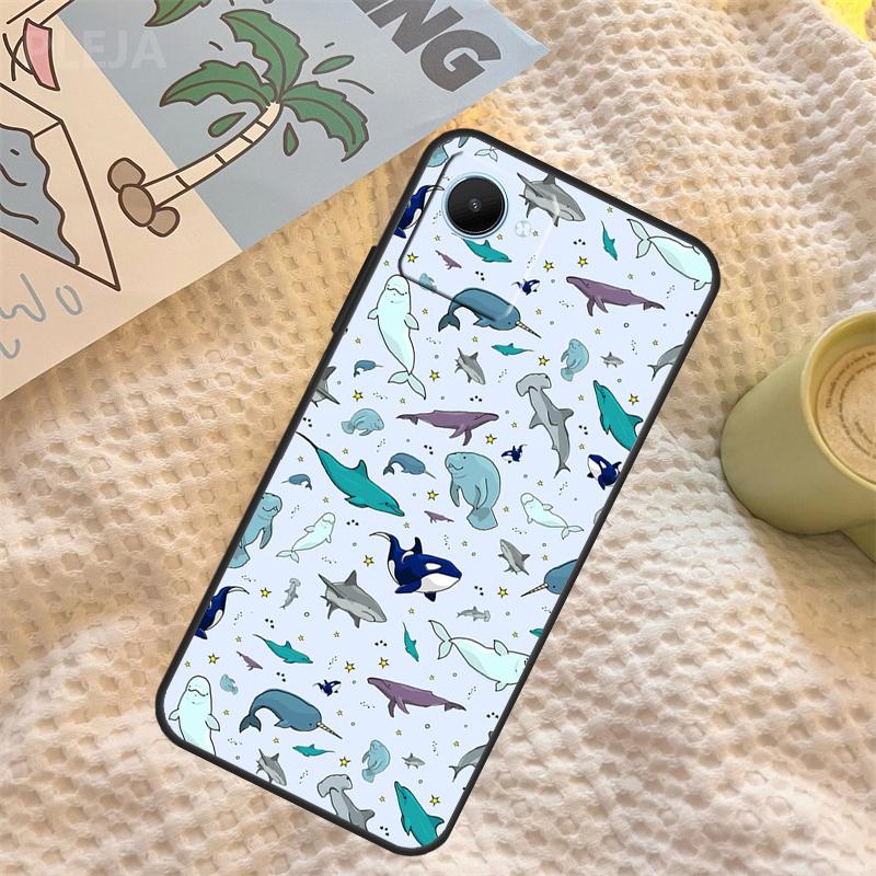 Cute Blue Killer Whale Case For Realme 15 11 12 13 14 Pro Plus C65 C67 C71 C63 C61 C55 C51 C53 C35 C75 GT6 GT7 Pro