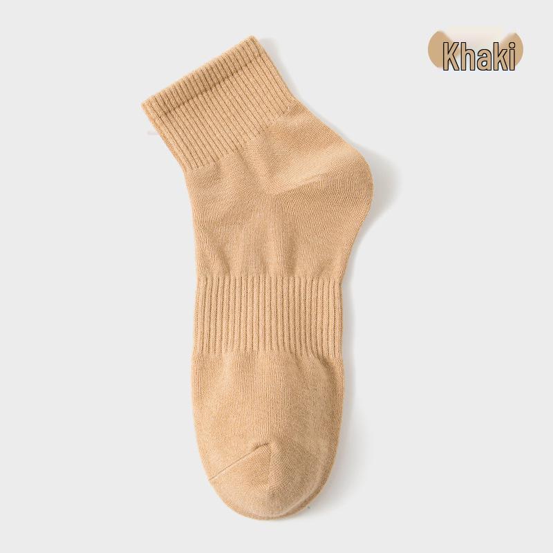 Men's Spring-Summer Mid-Calf Combed Cotton Socks - Anti-Pilling, Odor-Resistant, Thickened Sports Socks (Solid Color)