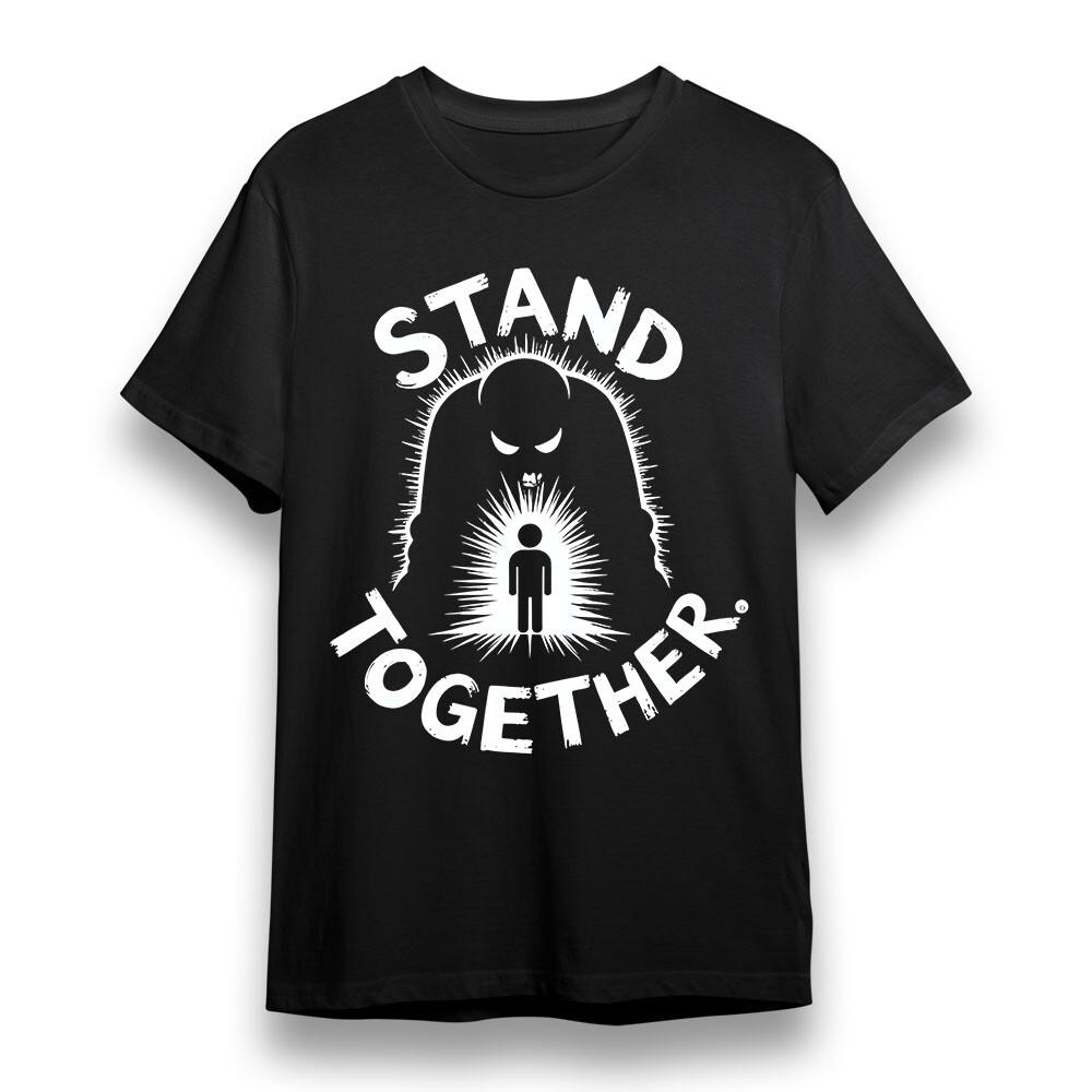 

Men s Oversize T-shirt With Stand Together Graphic Unisex Black 100% Cotton Tee 4XL