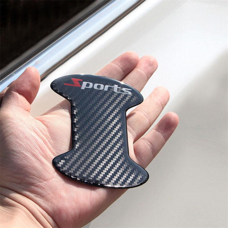 8PCS Fibra de Carbono Manija de Puerta de Coche Tazón Cubierta Antiarañazos Protector Pegatinas