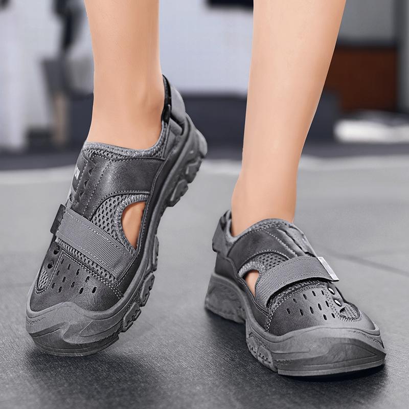 

Мужские уличные летние сандалии, мужская сетчатая обувь для водных видов спорта, сандалии на плоской подошве, мужские походные сандалии, дышащая повседневная обувь с полыми отверстиями 39