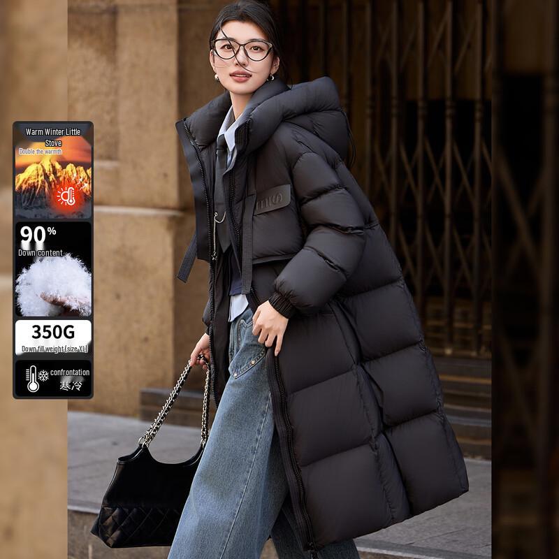 Women's 90% Duck Down Long Hooded Puffer Jacket