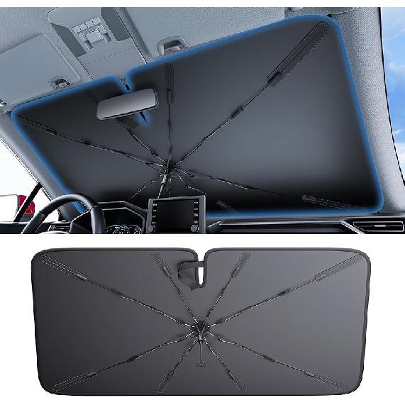 2025 Ice-Shield Car Windshield Sun Shade [100% Sun Block, 4Th-Gen Cooling Tech] Reflective Heat Ulation, Portable Foldable Front Window Sunshade