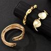 New 3Pcs Geometric Exaggerated Cuff Wide Bangles For Women Vintage CCB Punk Gold Color Chunky Open Bracelet Set Hip Hop Jewelry