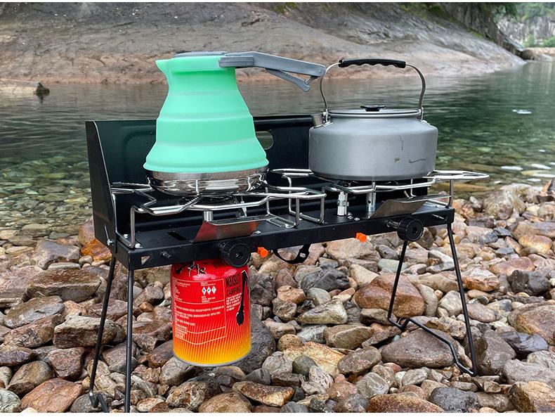CLS Portable Folding Double-Burner Gas Camping Stove