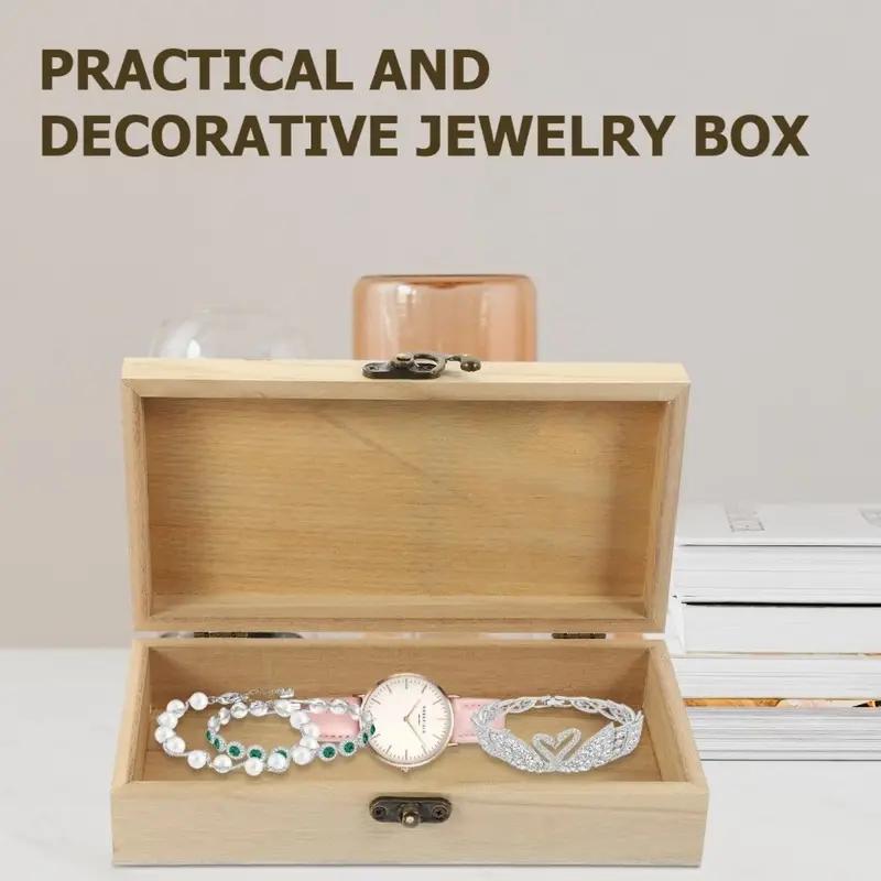 3-Piece Simple Wooden Handicraft Box Set - Unfinished with Hinges and Latches, Rectangular DIY Storage Box, Holiday/Birthday Gift, Home Decoration