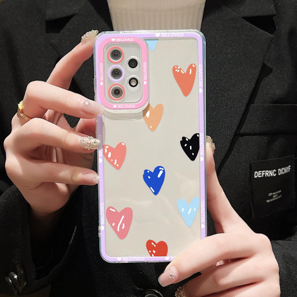 Case For Samsung Galaxy S24 Ultra Funda A54 5G A53 A52 A35 A34 A33 A32 A14 A13 S23 Plus S22 S21 S20 FE Love Heart Soft Cover