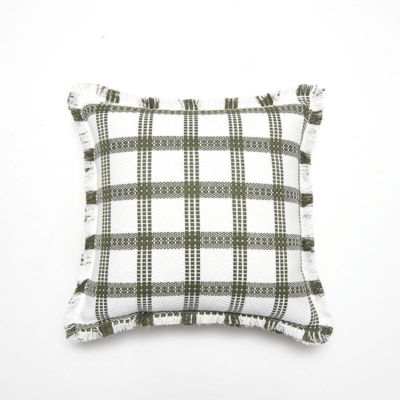 

Xiaoxiangfeng Polyester-cotton Plaid Edged Pillowcase Sofa Living Room Bedroom Simple Fashionable Soft Cushion Cover 45 * 45cm (without core)