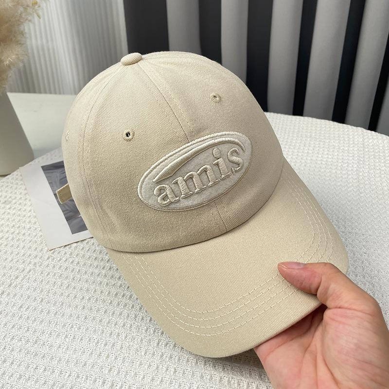 Peaked Hat Red Baseball Cap Amis Letter Pattern Soft Top Adjustable Breathable