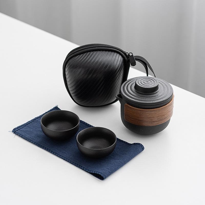 Ceramic Kuaike Cup One Pot Two Four Cups Outdoor Portable Travel Kung Fu Tea Set Holiday Gift Companion