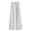 Spring Summer Elegant Button Women's Wide Leg Pants High Waist Solid Casual Loose Straight Trousers for Womens