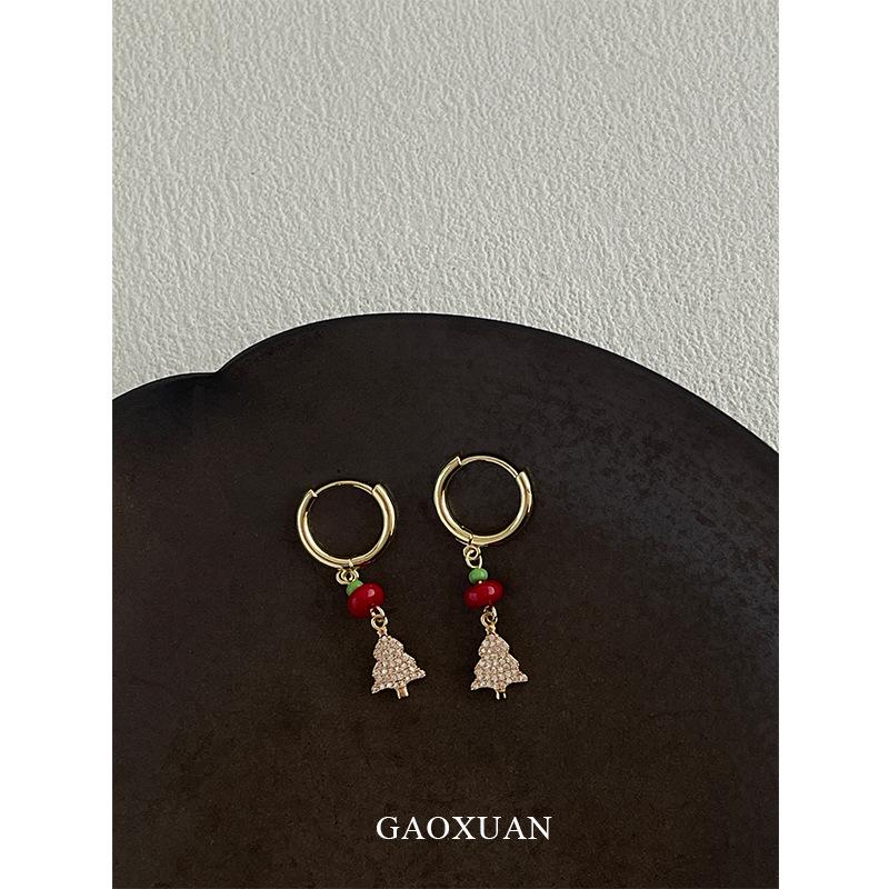 

Elegant Zircon Christmas Tree Earrings: Sweet, Cute, and Versatile for a Festive New Year GXE4200033 медный