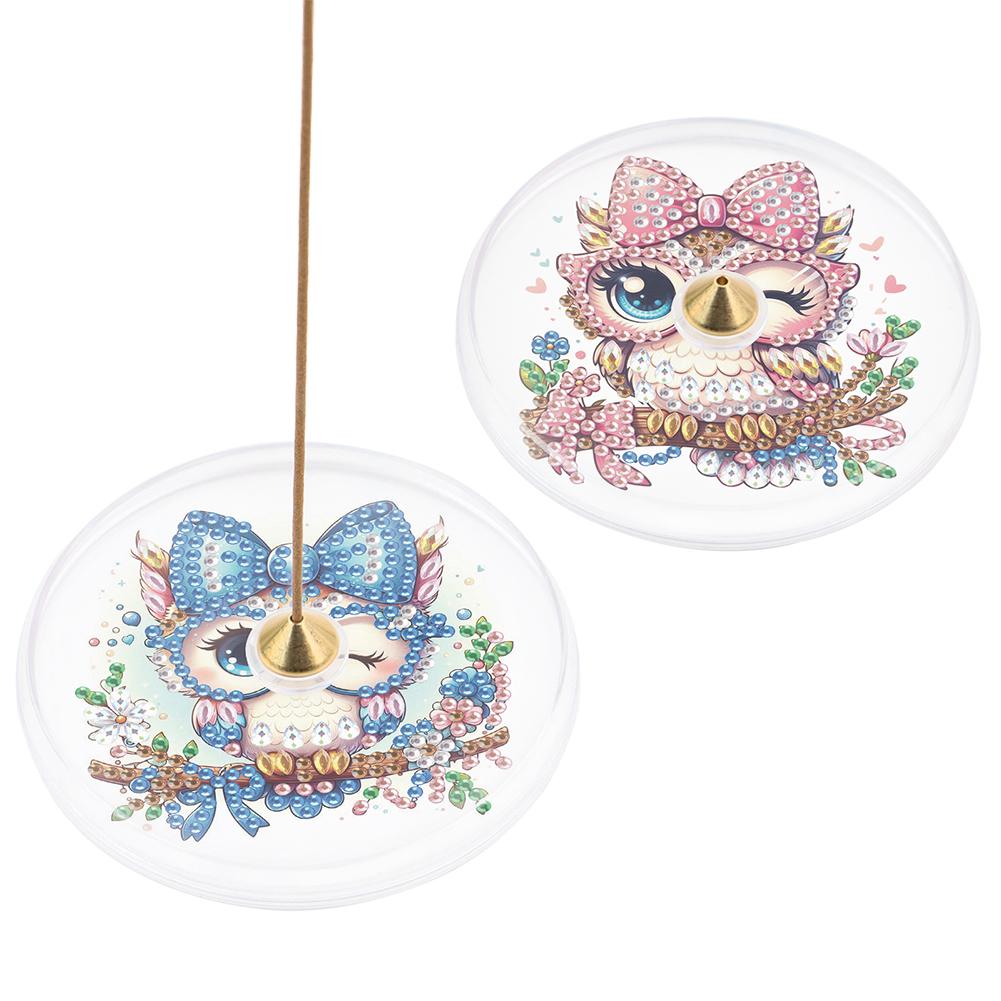 2Pcs Acrylic Special Shaped Exquisite Pattern Diamond Painting Incense Holder Diamond Painting Aroma Stand for Yoga Meditation