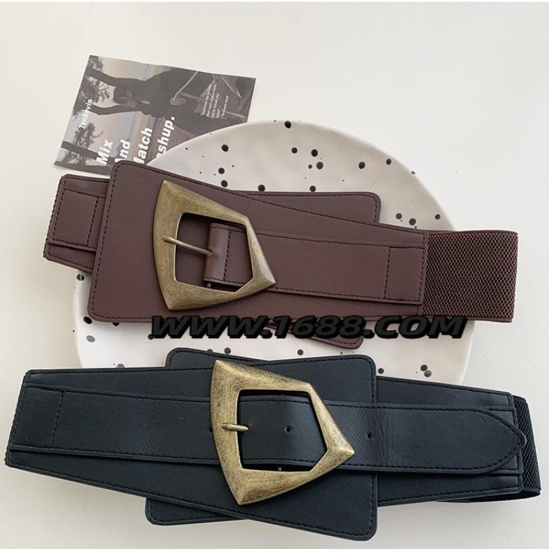 1pc Belt for Women Brown Belt for Women,Brown Wide Belt,Retro Cinched Waist Slimmer Figure,Paired with A Skirt,Jeans Accessories