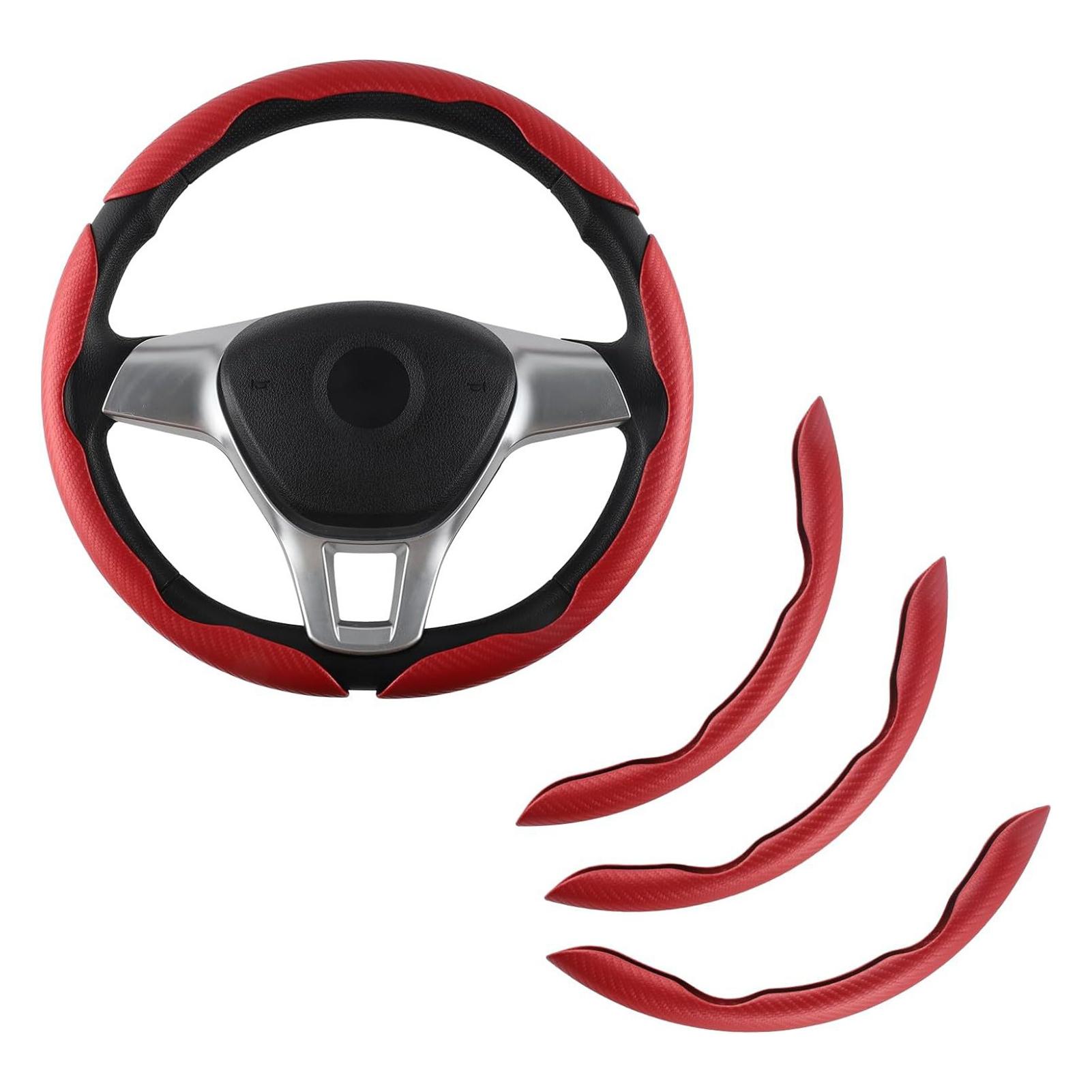 3 STuks Koolstof   Stuurwielhoes Anti-slip Gesegmenteerde Voertuigstuurwielbeschermer   voor Auto's Vrachtwagens SUV's Sedans Bestelwagens