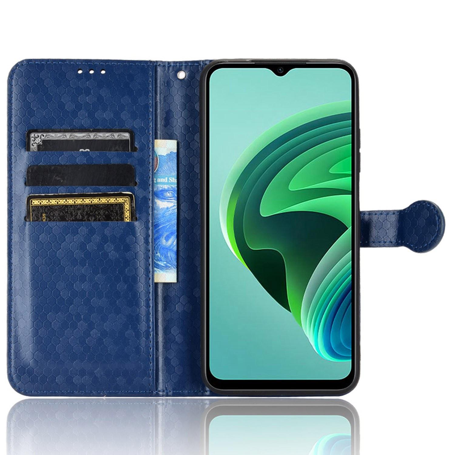 

For Xiaomi Redmi Note 11E 5G/Redmi 10 5G/Redmi 10 Prime+ 5G Imprinted Dot Pattern PU Leather Phone Case Wallet Stand Flip Cover Dark Blue