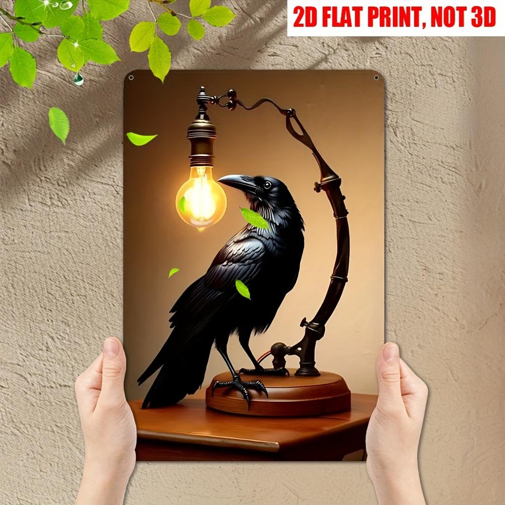 

D Flat pc D Retro Crow And Black Light Metal Logo a by Inch Metal Crow Art Decoration Plaque Ideal for Home And Of 20x30cm（7.8x11.8inch）