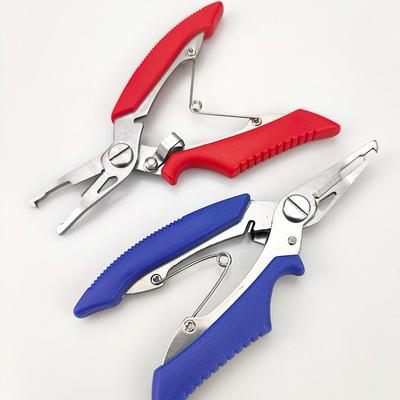 Edelstahl-Angelzange, multifunktionale Schnurknipser, Angelzange mit gebogenem Mund, Kontrollfisch-Hakenwerkzeug, Blau, Rot, Schwarz, Angelausrüstung