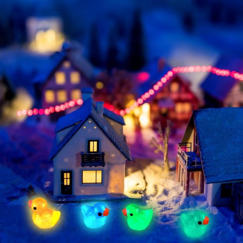 50/100PCS Luminous Mini Resin Ducks Tiny Glow In The Dark Duck Micro Garden Landscape Potted Plants Decoration Craft Gifts