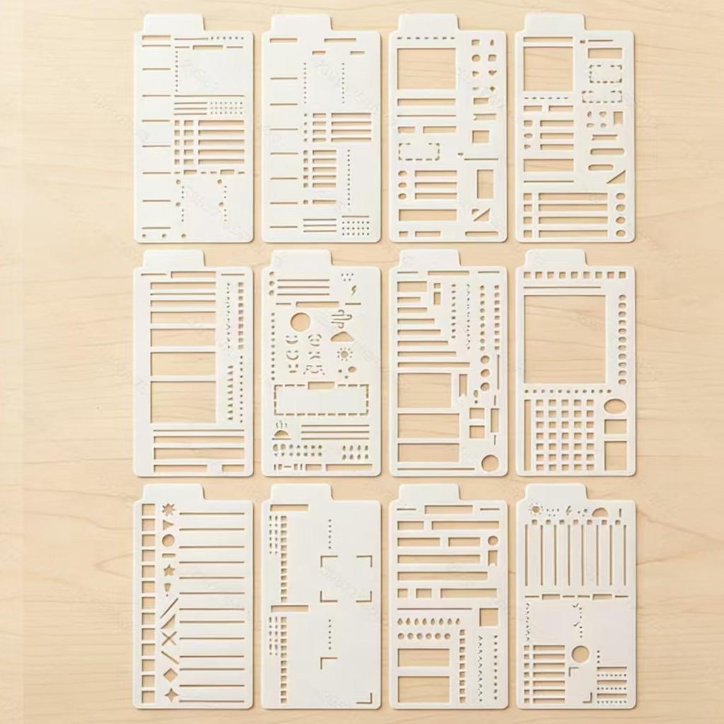 Set di modelli per planner righello in pizzo formato A6: Diario Tematico Vuoto per Pittura Fai da Te