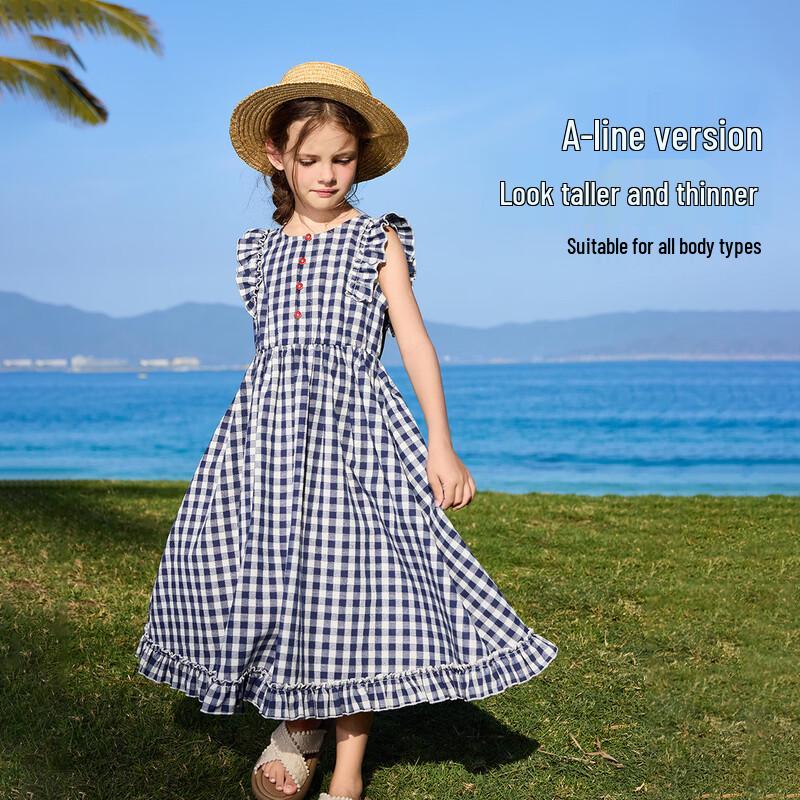 ASK JUNIOR Ärmelloses Kariertes Maxikleid für Kinder