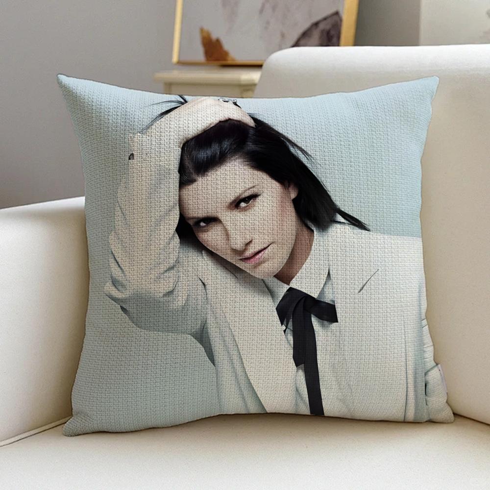 L-Laura Pausini Cushion Cover Cushion Cover Pillowcase, Anti-Mite Invisible Zipper, Linen Sofa Cushion