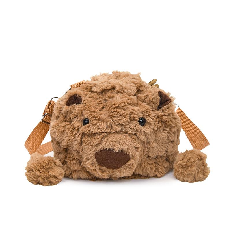 Plush doll bear shoulder bag 2025 spring and summer new cute soft cute handbag cartoon multifunctional backpack