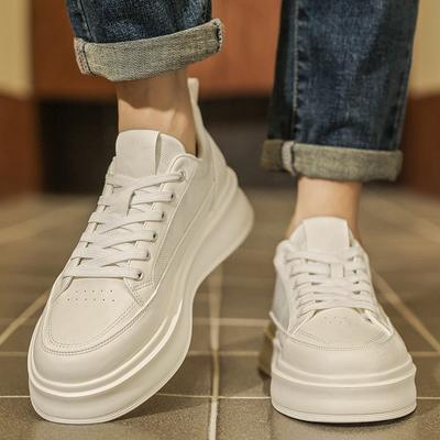 Marke Herren Leder Freizeitschuhe Dicksohlige Höhenerhöhende Oxford Schuhe Schlichte Herren Sportschuhe Schnürstil