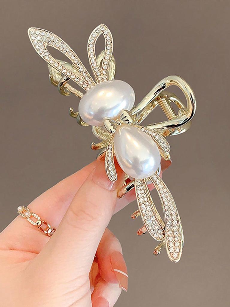 1 Pcs Fashion Water Diamond Pearl Bow Rabbit Hair Claws For Women Girls Party Hair Accessories