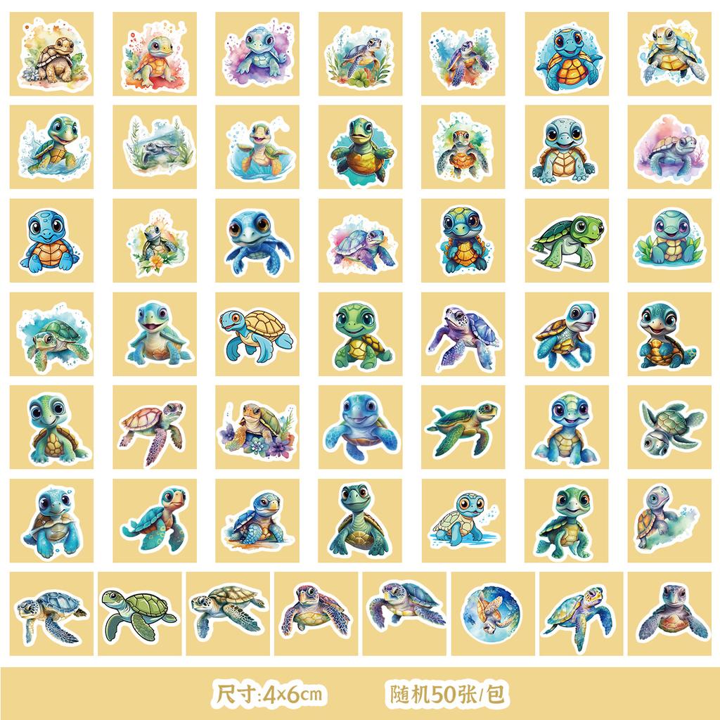 50/100 Sheets of Marine Series Stickers Mobile Phone Water Cup Waterproof Decorative Stickers Children's Hand Account DIY Stickers