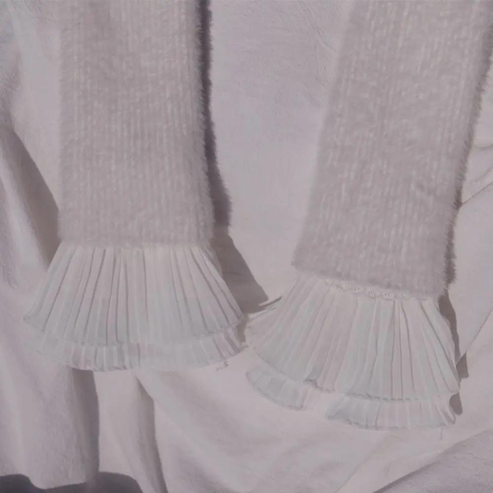 1Pair Spring Autumn Gloves Sweater Decorative Scar Cover Fake Sleeve Lace Cuffs Detachable Sleeve Cuffs Ruffles Elbow Sleeve