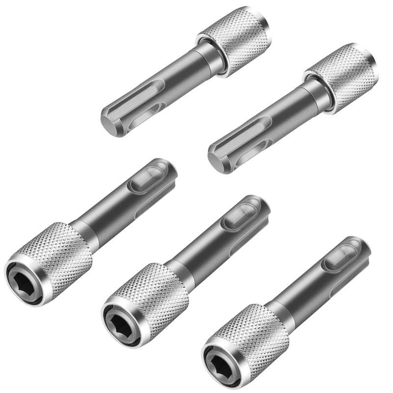 AEE4-5PCS SDS-Plus Drill Chuck Adapter, SDS Plus Bit Adapter To 1/4 Inch 6.35Mm Hex Socket Steel Drill Holder, Drill Bit